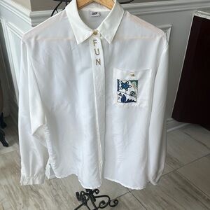 White Blouse with Crisp Finish With embroidery